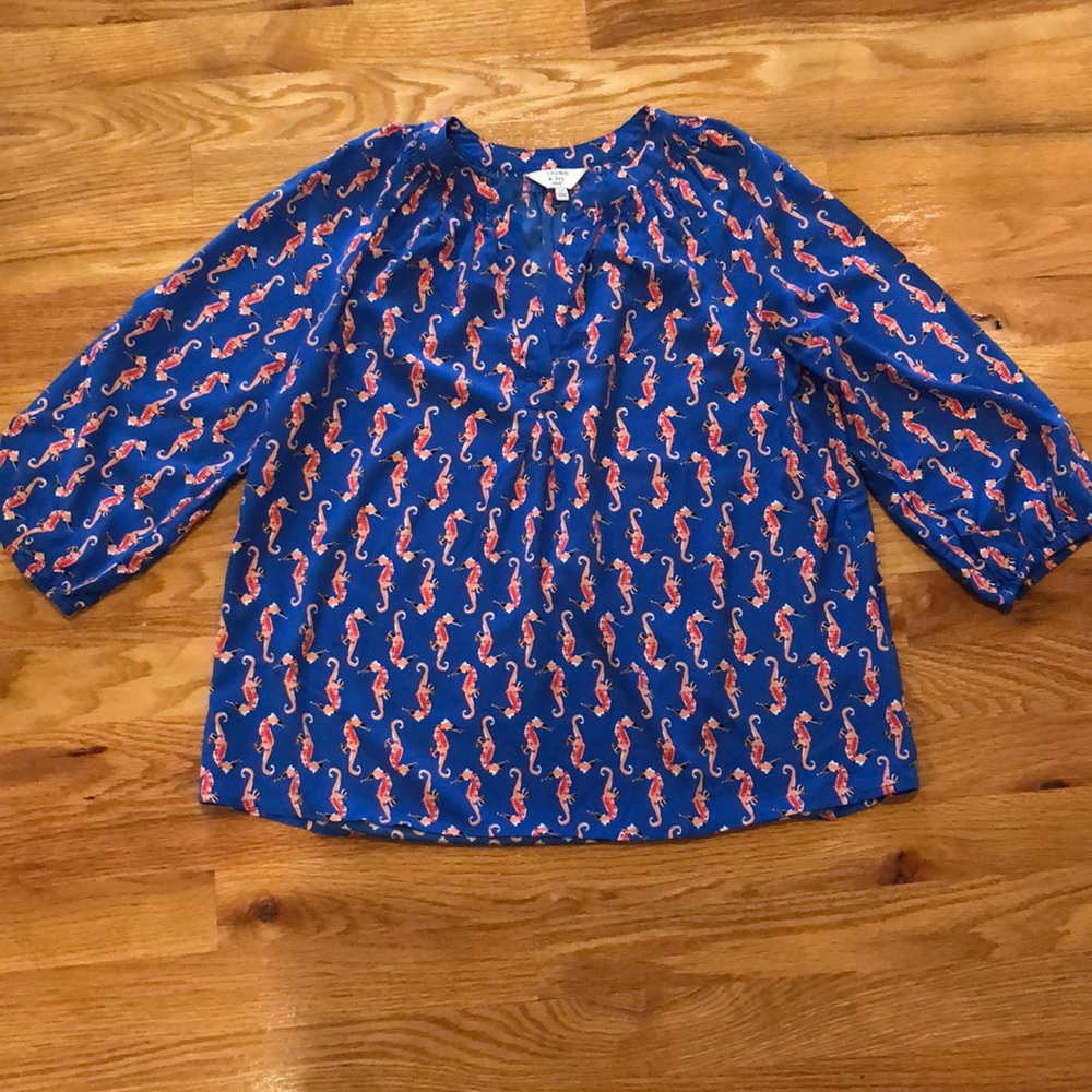 Crown & Ivy Petite Seahorse Smock Blouse
